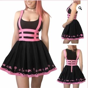 Pink Kawaii Pastel Gothic Dollcore Cute Edgy Overall Bondage Skirt